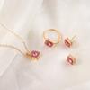 Conjunto de tres piezas de collar, pendientes y anillo con diseño de temperamento cuadrado de moda de Europa y Estados Unidos.