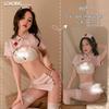 Ziqu lingerie sexy tentação desejo puro uniforme enfermeira dividida alça lateral profundo V role play 6303