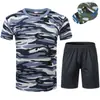 Uniforme de Entrenamiento Militar de Manga Corta y Shorts para Hombre Camuflaje Azul Marino Uniforme de Verano Delgado de Secado Rápido Camiseta Uniforme de Entrenamiento Militar para Estudiantes de Secundaria y Preparatoria