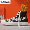 Tênis Feiyue Masculino e Feminino, Tênis Estampado com Letras, Sapatos Casuais Versáteis para Estudantes, Tênis de Lona de Cano Alto, Sapatos Brancos Respiráveis