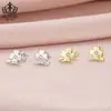 Nueva Colección de Primavera de Aifulu Pendientes Versátiles de Trébol de Cuatro Hojas con Cierres de Plata, Pendientes Pequeños con Temática de Plantas para Mujer, Hechos de Cobre con Baño de Platino