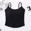 Camisola Casual de Moda para Mujer con Cuello en U de Algodón, Cómoda y Transpirable con Copas Fijas, Color Sólido, Hermoso Diseño de Espalda Camiseta sin Mangas