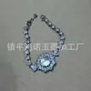 Pulseira de Jade Gelo de Alta Qualidade com Banhado a Prata e Luxuoso Cravejamento Total em Diamante, Pulseira em Formato de Cabaça, Joias de Jade Gelo de Alta Qualidade, Fonte de Suprimentos para Transmissão Ao Vivo