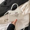 Bolso Pequeño Bolso de Mujer Versátil Nuevo Moderno Moda Bolso Bandolera Patrón Cocodrilo de Mano Bolso Cuadrado Pequeño Bolso Kelly