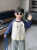 Q251 Camiseta de Manga Larga para Niños Bonita Ropa Casual de Primavera y Otoño para Niños Nueva Elegante Patchwork Capa Base para Bebé Moderna
