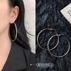 Pendientes de Aro Lisos de Doble Capa para Mujer, Estilo Europeo y Americano, Pendientes de Aro Geométricos Grandes Exagerados, Clavos para Orejas, Pines de Oreja de Plata 925
