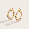 Amazon Pendientes Trenzados de Latón Tk Estilo Europeo y Americano Chapados en Oro de 18 Quilates, Pendientes de Alta Gama a la Moda de Lujo Ligero con Bloques de Color Retro