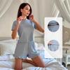 Moda Casual de Verão Europeia e Americana 2025 Conjunto de Pijama de Duas Peças de Manga Curta com Babados Fresco e Confortável para Mulheres