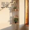 Cuerda de Algodón Bohemia Tejida a Mano Estante de Almacenamiento Artesanía de Madera Triangular Decoración del Hogar Almacenamiento de Macetas