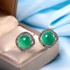 Personalidad Joyería de Plata S925 Plateada Exagerados Elegantes Brazaletes para Orejas de Plata Tailandesa Corindón Rojo Pendientes de Moda Nicho Versátiles