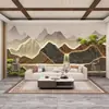 Rocalla de nuevo estilo chino 3D sala de té de oficina fondo con mural de dibujo de montaña tienda de masaje de pies pared de fondo agua corriente para hacer dinero papel tapiz
