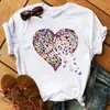 Top Nuevo de Verano 2025 de Manga Corta con Estampado de Corazones Camiseta de Cuello Redondo para Mujer