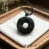 Colgante de Obsidiana Natural Pixiu, Colgante de Obsidiana Dorada de la Paz, Placa de Obsidiana de Paz y Seguridad, Colgante de Joyería Unisex