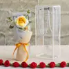 Rosa de flor artificial finalizada com caixa, buquê de crochê de lã de flor artificial tecido à mão para presente de feriado de amigos