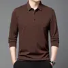 Produto popular de transmissão ao vivo: Camisa Polo masculina de outono e inverno, moda casual de negócios, top base T-shirt de manga comprida com gola para homens de meia-idade