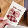 Pinza para el pelo hecha a mano estilo coreano con cuadros rojos, lunares y estrellas para niñas, pinza lateral linda para flequillo, accesorio para el pelo de bebé que no daña el cabello