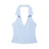 Nuevo Top Sexy Sin Espalda de Estilo Europeo y Americano para Mujer, Color Sólido Versátil, Estilo Camisa sin Mangas con Cuello Halter