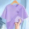 2329 # Camiseta de Manga Curta para Meninas 2025 Novo Verão Crianças Algodão Puro Versátil Tops Camisetas Básicas de Verão para Crianças