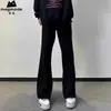 Venda Direta da Fábrica Faca Curva Folha de Salgueiro Calças Jeans para Homens e Mulheres Estilo Americano High Street Calças Elásticas Slimming Flare Retas