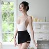 Traje de baño de una pieza divertido sin pierna alta, traje de mallas transparente con rayas sexy para agua, tentación, venta al por mayor