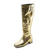 Botas Martin femininas versáteis para comércio exterior para outono e inverno, botas de cano alto com bico redondo, botas femininas transfronteiriças de tamanho grande com salto médio, salto quadrado e zíper lateral, leves