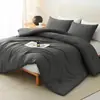 Kit de Alta Venta Transfronterizo Comercio Exterior Hotel Europeo y Americano B&B Dormitorio Estudiante Edredón Juego de Tres Piezas Color Sólido Ropa de Cama de Alta Gama