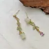 Pendientes Largos Frescos y Coloridos con un Estilo Bosque de Nicho, Pendientes Asimétricos Suaves con Diamantes, Flores de Rosa y Tachuelas de Borlas