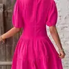 Enviado Ahora: Vestido de Verano Nuevo 2026 para Mujer, Ajustado, Cuello en V, Mangas Abullonadas, Color Sólido