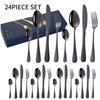 Cross-border Amazon 1010 aço inoxidável louça 24 peças steak faca colher de sopa garfo de mesa Tea Spoon caixa de presente conjunto