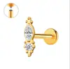 Zeming Original Douyin Más Vendidos F136 Aleación de Titanio y Circonio Aretes de Tachuela Diseño de Nicho Perforación de Lóbulo de la Oreja Tachuelas para Cartílago de la Oreja Estilo Europeo Americano