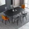 Conjunto moderno minimalista de mesa de jantar e cadeiras em rocha sinterizada, adequado para apartamentos pequenos, mesa de jantar retangular, mesa de jantar de luxo leve, conjunto completo de móveis