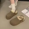 Zapatos Birkenstock para mujer 2026 invierno sin cordones felpa cálidos sin talón punta cerrada media zapatilla zapatos de algodón suela gruesa zapatos peludos para mujer