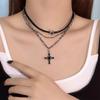 Gargantilla de Cuero Trenzado Multicapa Cadena para el Cuello de Mujer Punk Cadena Multicapa para la Clavícula Accesorios de Diablo Spice Girl Modernos
