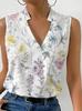 2023 Comércio Exterior Transfronteiriço Novo Pulôver Casual Feminino com Decote em V Regular Estampa Digital Camiseta Feminina Colete