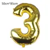 Globo de Película de Aluminio Número Mediano de 32 pulgadas Edición Ordinaria Color Gradiente Dorado Plateado Globo con Número Decoración de Cumpleaños