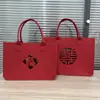 Bolsa de Fieltro para Boda, Bolso de Mano de Fieltro Rojo, Bolsa de Fieltro Personalizada de Paz y Alegría, Bolsa de Fieltro, Bolso de Mano Personalizado