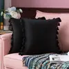 Amazon Explosions Fronha de Almofada com Franjas de Cor Sólida Suave na Borda Decorativa para Sofá da Sala de Estar Casa