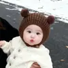 Touca de Bebê Inverno Lã Fofa Estilo Coreano Super Fofa Acolchoada Quente Tricô Proteção de Orelha Touca à Prova de Vento para Recém-nascido
