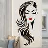 Adesivo de parede preto clássico simples beleza de cabelo longo lábio vermelho sala de estar quarto decorativo pintura pegajosa removível KL969