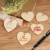 En stock al por mayor 8cm madera sin terminar en forma de corazón DIY graffiti pintado a mano madera árbol de Navidad mensaje madera 10 piezas