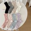 Meias de Algodão Puro para Mulheres, Comprimento Médio da Panturrilha, Estilo Fino para Primavera e Verão, Malha Vazada Estilo Japonês com Bordas Enroladas, Meias Slouch Versáteis da Zhuji Socks