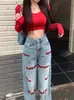 Jeans Rectos Bordados de Diseño Americano Estilo Primavera 2025 Pantalones Anchos de Nicho para Mujer Mujer 2025