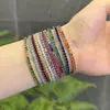 Pulsera de Plata 925 Europea y Americana Transfronteriza Moda Femenina Color Todas las Combinaciones Cadena de Tenis para Niñas Zirconia Incrustada Plata Joyería de Mano 3MM