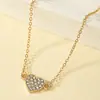Collar Colgante de Corazón Simple de Moda Estilo Coreano para Mujer Diseño de Nicho de Celebridad de Internet Cadena de Clavícula en Forma de Corazón con Diamantes de Lujo Ligero