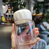 Copo de vidro borossilicato alto com escala, seguro para micro-ondas, copo de água portátil, resistente a altas temperaturas, copo de leite hermético, copo rechonchudo