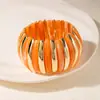 Pulsera Elástica de Parche Geométrico Graduado de Color Acrílico Pulsera Elástica de Cruzamiento Transfronterizo Europeo y Americano Industria Pesada Personalidad Exagerada Sensación de Alta Gama Joyería de Mano