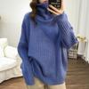 Buena Calidad 2024 Tejido de Cuello Alto para Mujer Suelto Otoño e Invierno Nuevo Jersey Estilo Lazy Top de Fondo Tejido