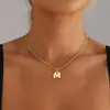 Collar de Moda Transfronterizo Nuevo Europeo y Americano Collar con Colgante de Letra Gruesa tipo Burbuja Cadena para Clavícula de Mujer para Banquetes