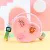 Moda Pêssego Coração Caverna Bolsa Pequena Amor Crossbody Bolsa de Armazenamento Portátil Bolsa de Moedas de Silicone Cosmético