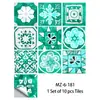 Adesivos de Parede Estilo Floral Retrô Marroquino Verde Costurado Filme Fosco Autoadesivo Renovação de Parede de Cozinha Adesivos de Azulejo Decorativos
